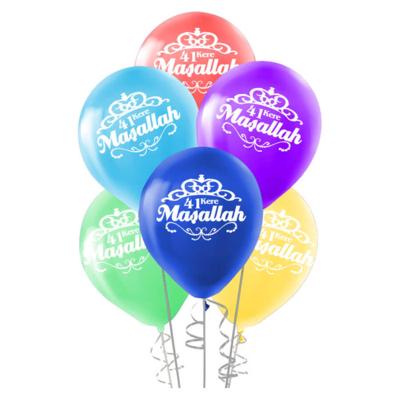 5 Adet Maşallah Baskılı Karışık Balon - Süsleme Balonu