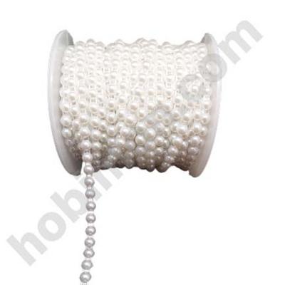 6 mm Küçük Boy Yarım İnci - Beyaz (1 Metre)