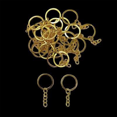 Yassı - Ezme Zincirli Anahtarlık Halkası GOLD 10 Adet- 20 mm (İç Çap 2cm)