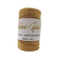  Asos İplik Simli Makrome / Gold - Gold Simli - 200gr. 1.5mm