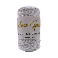  Asos İplik Simli Makrome / Ekru - Gümüş Simli - 200gr. 1.5mm