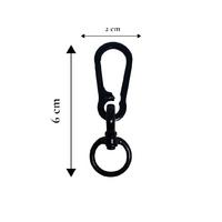 1'nci Kalite Lüx Kancalı ve Halkalı Çanta Klipsi (6 x 2 cm) - Siyah