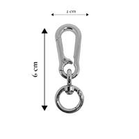 1'nci Kalite Lüx Kancalı ve Halkalı Çanta Klipsi (6x2cm) - Gümüş