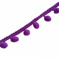 1 Metre Ponpon Şerit - Metrelik Ponpon - Mor
