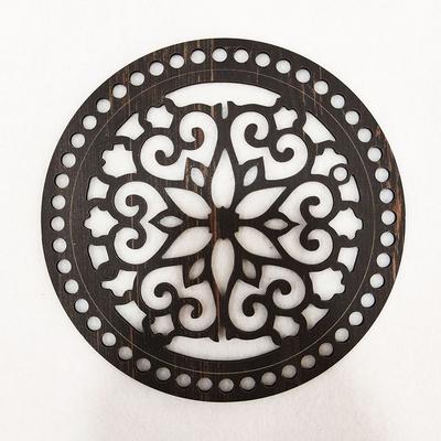 1 No Siyah Eskitme Ahşap Makaron Çanta Göbeği (Adet) - 20cm x 20cm