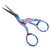 12 cm Leylek Desenli Dikiş - Nakış Makası = Mavi