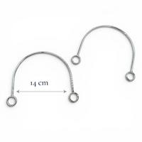 14 cm Ucu Halkalı Metal Çanta Sapı ÇİFTİ - Gümüş