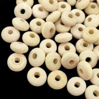 14 mm Yassı Ahşap Boncuk -  Ezme Ahşap Boncuk  - 50 Adet