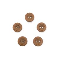 15 mm Ayıcık Ahşap Düğme - 5 Adet Ayıcık Baskılı - Taba