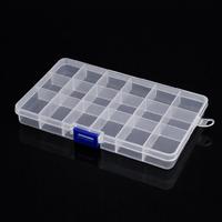 17.5 x 10 x 2.3 cm Küçük Model 15 Bölmeli Organizer Kutu (Takı Kutusu) - Şeffaf