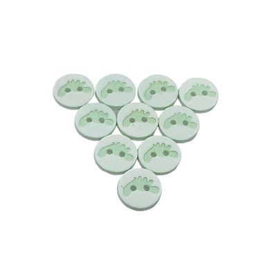 17 No Yeşil Beyaz Ayak Model Bebe Düğme (10 Adet)