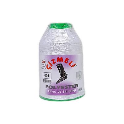 20 No Çizmeli 100 gr Polyester İp - 001 Kar Beyaz