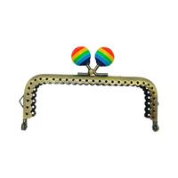 24 No Renkli Boncuklu Eskitme Gold 10.5 cm Lolipop Kare Cüzdan Klipsi