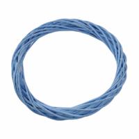 25 cm Ahşap (Bambu) Hasır Örgü Kapı Süsü - Mavi