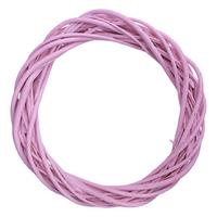 30 cm Ahşap (Bambu) Hasır Örgü Kapı Süsü - Bebe Pembe