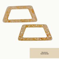 34 No Polyester Reçine Çanta Sapı Çifti Yamuk Dikdörtgen Gold Varaklı - 16x8 cm