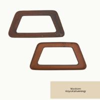 36 No Polyester Reçine Çanta Sapı Çifti Yamuk Dikdörtgen Koyu Kahvrengi - 16x8 cm