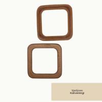 40 No Polyester Reçine Çanta Sapı Çifti Kare Kahverengi - 12x12 cm