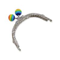 6 No Renkli Boncuklu Gümüş 10 cm Lolipop Oval Cüzdan Klipsi