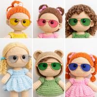 7-8 cm Amigurumi Havacı Model Cam Gözlük Çeşitleri - Gold Çerçeveli