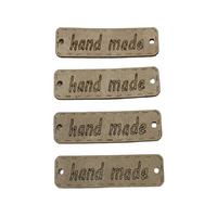 B29 - Handmade Dikdörtgen-2 Deri  Etiket (4 Adet) - 35 mm Taş