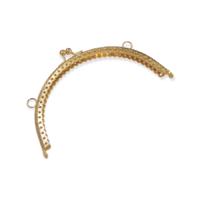 Desenli Oval Çanta Klipsi - Burs / 16 cm - Gold (Dikmeli)