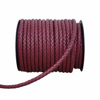 6mm Metrelik Örgü Deri Çanta Kordonu (1 Metre) - Bordo