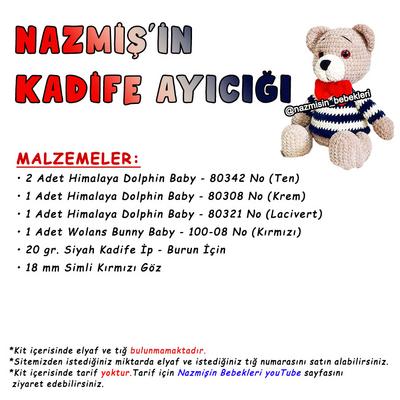 Nazmişin Kadife Ayıcığı Malzemeleri - Yeni