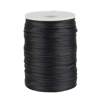 Saten - Floş İp (Sıçan Kuyruğu) Siyah - 90 mt.- 2 mm ( KALIN)