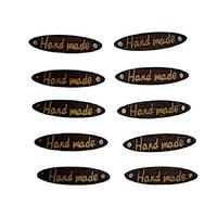 Ahşap Handmade Etiket 33 No (10 Adet) - 27x6,5 mm -Kahverengi