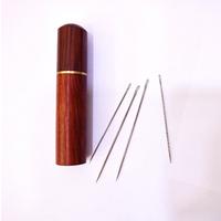 Ahşap İğne Sakalama Tüpü - Ruj İğne Kutusu Seti - 8 cm