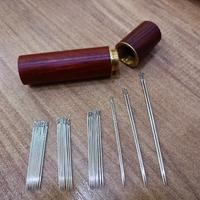 Ahşap İğne Sakalama Tüpü - Ruj İğne Kutusu Seti - 8 cm