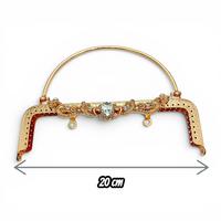 Antik Taşlı Çanta Klipsi - Burs (SN 45) / 20 cm - Gold (Dikişli)