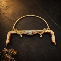 Antik Taşlı Çanta Klipsi - Burs (SN 45) / 20 cm - Gold (Dikişli)