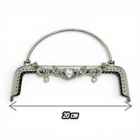 Antik Taşlı Çanta Klipsi - Burs (SN 45) / 20 cm - Gümüş (Dikişli)