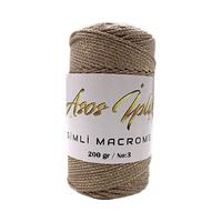 Asos İplik Simli Makrome / Vizon - Gold Simli - 200gr. 1.5mm