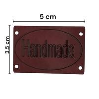 B101 - Handmade Büyük Deri Etiket ( 1 ADET ) - 5x3.5cm Bordo
