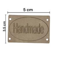 B102 - Handmade Büyük Deri Etiket ( 1 ADET ) - 5x3.5cm Taş Rengi