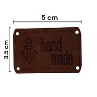B103 - Handmade Büyük Deri Etiket ( 1 ADET ) - 5x3.5cm Kahverengi