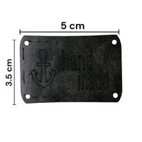 B108 - Handmade Büyük Deri Etiket ( 1 ADET ) - 5x3.5cm Siyah