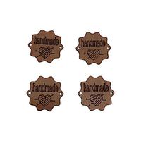 B38 - Handmade Deri Etiket (4 Adet) - 24,5 mm Kahverengi