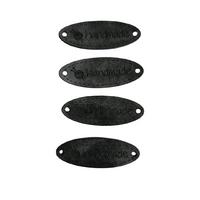 B42 - Handmade Deri Etiket (4 Adet) - 35 mm Siyah 