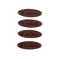 B45 - Bordo Handmade Deri Etiket (4 Adet) - 35 mm