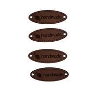 B47 -  Handmade Deri Etiket (4 Adet) - 35 mm Kahverengi