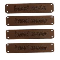 B59 - Handmade Deri Etiket (4 Adet) - 65 mm Kahverengi