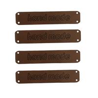 B60 - Handmade Deri Etiket (4 Adet) - 50 mm Kahverengi