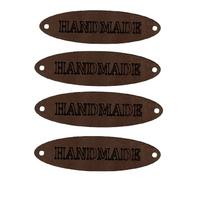 B67 - Handmade Deri Etiket (4 Adet) - 50 mm Kahverengi