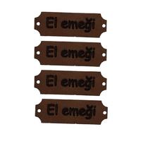B69 - El Emeği Deri Etiket (4 Adet) - 35 mm Kahverengi