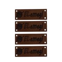 B74 - El Emeği Deri Etiket (4 Adet) - 35 mm Kahverengi