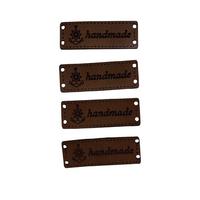 B82 - Handmade Deri Etiket (4 Adet) - 35 mm Kahverengi